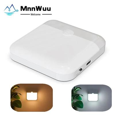 Luce con sensore di movimento con interruttore Luce notturna a LED Lampada da notte ricaricabile USB per armadio da cucina Lampada da armadio Luce scale
