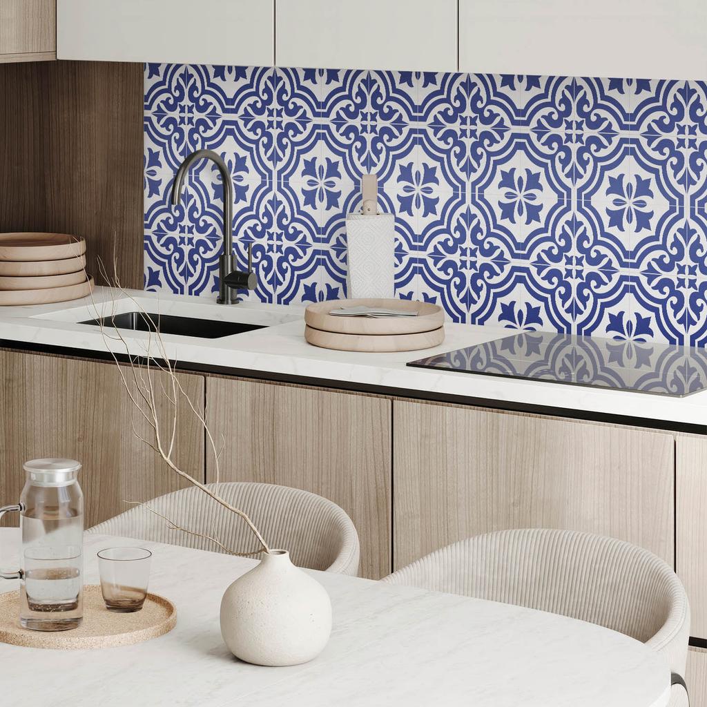 Decorative Self-Adhesive Vinyl Panel 100x50 cm Plant Pattern in Tiles