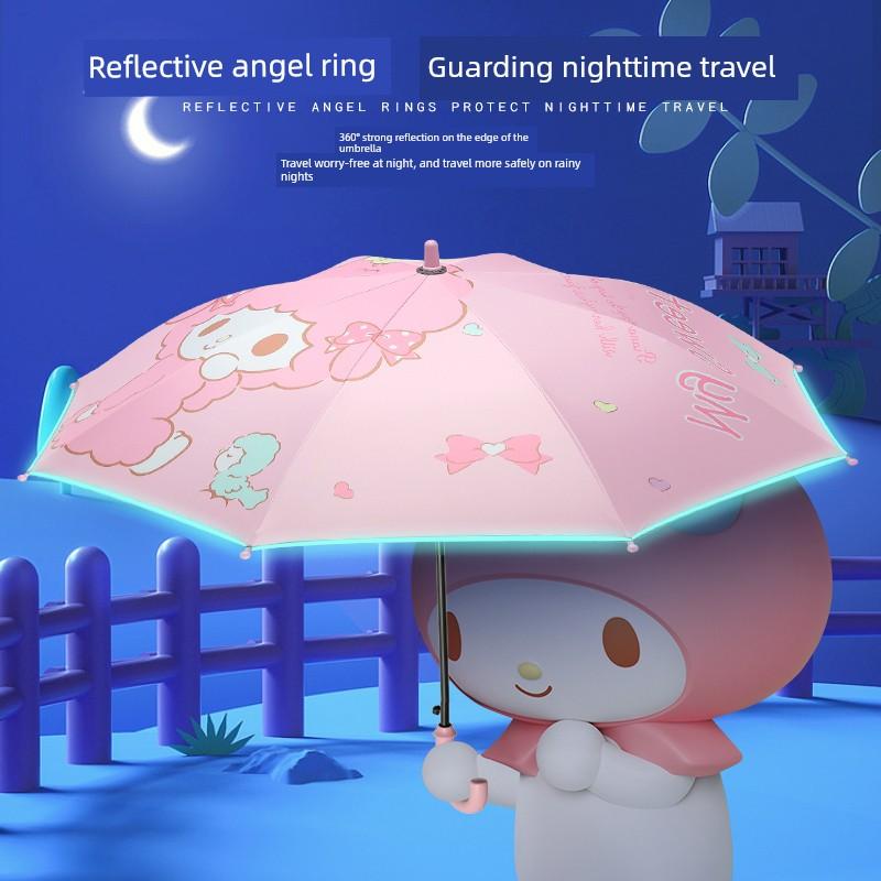 Sanrio Genuine My Melody Children's Umbrella for Girls, Dual-Use for Sun and Rain, with Reflective Strips, Sunshade Umbrella, Specifically for