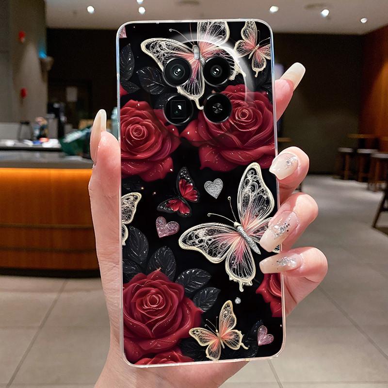 Case For Realme GT 5 Pro Casing Luxury Butterfly Flower Clear Soft TPU Silicone Back Cover For Realme GT5 Pro GT5Pro Phone Cases
