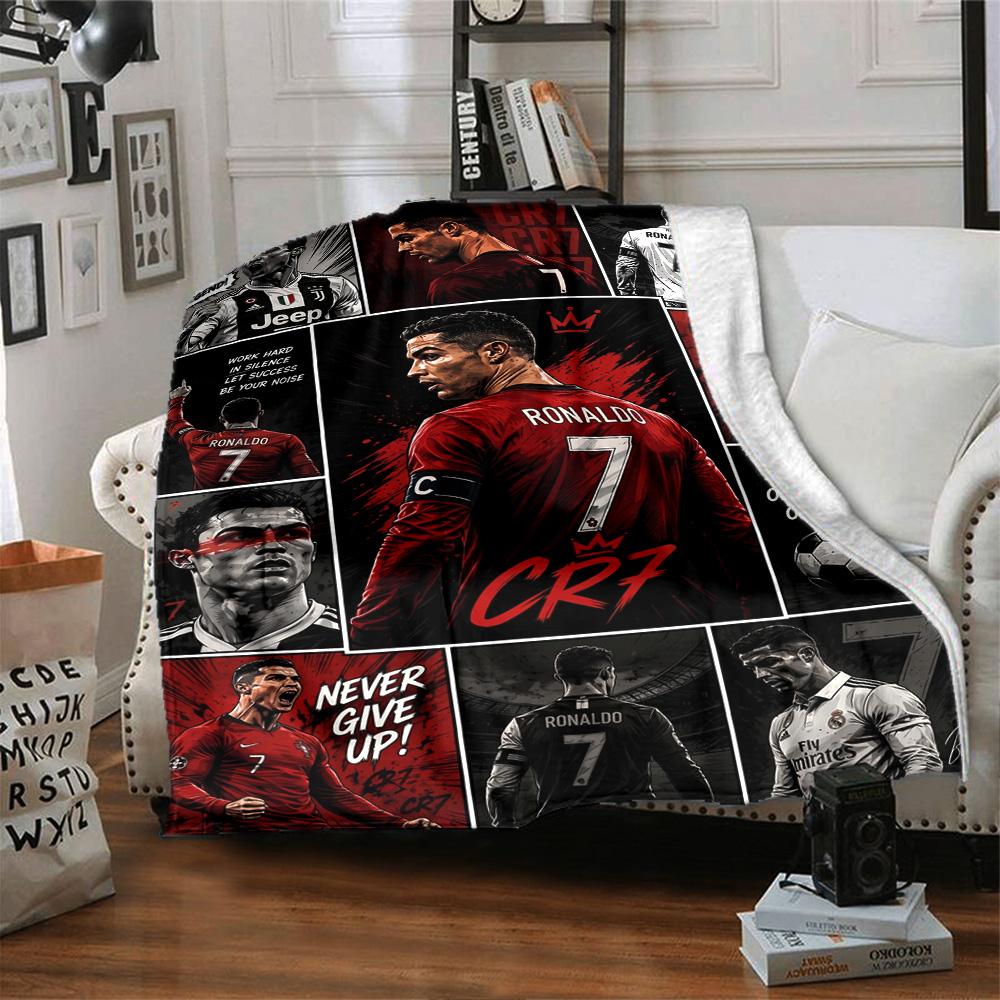 Ronaldo's Legacy Manchester United Blanket Durable Comfort Great for Office Chair Bedding Office Four Seasons Universal Playful Design