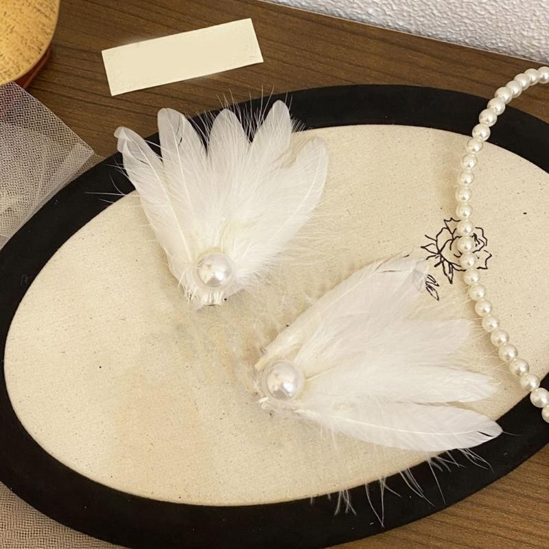 Feather Duckbill Hair Clip Side Hairpin Embroideried Wing Shape Hair Clip for Women Girl Hair Decoration Accessories