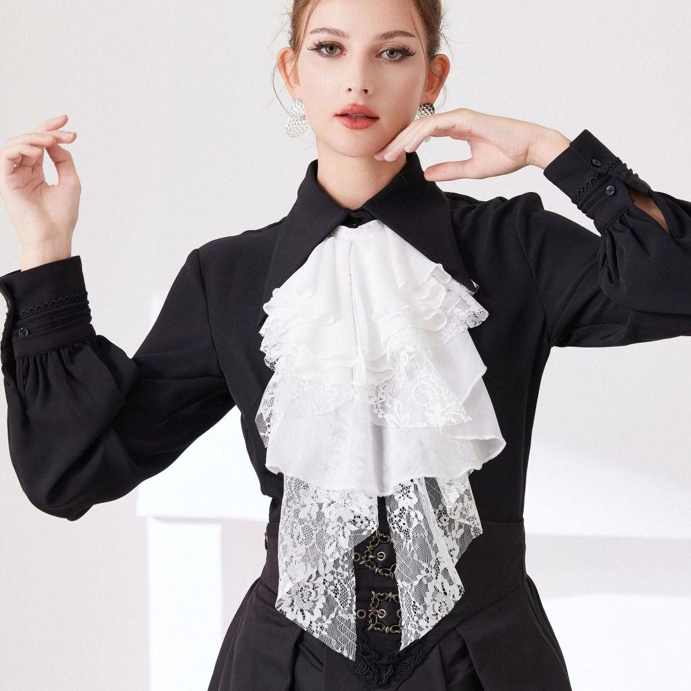 Detachable Lace Collar Vintage Elizabethan Neck Ruff Cameo Ruffled Collar  Historical Reenactment