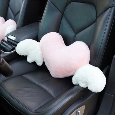 Ali a forma di cuore in peluche Poggiatesta auto / Supporto lombare Design cartone animato carino Cuscino cervicale Lombare