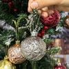 6Pcs/box Electroplated Xmas Tree Hanging Pendants Embossed Christmas Ball Ornament  New Year