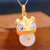 925 Silver Plated White Jade Tiger Pendant Necklace for Women Chinese Pixiu Lucky Animal Jewelry