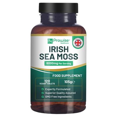 Comprimés de Mousse d'Irlande Haute Concentration 6000mg – Complément de Mousse d'Irlande 120 Comprimés Végans Haute Puissance - Fabriqué au Royaume-Uni - Sans OGM par Prowise