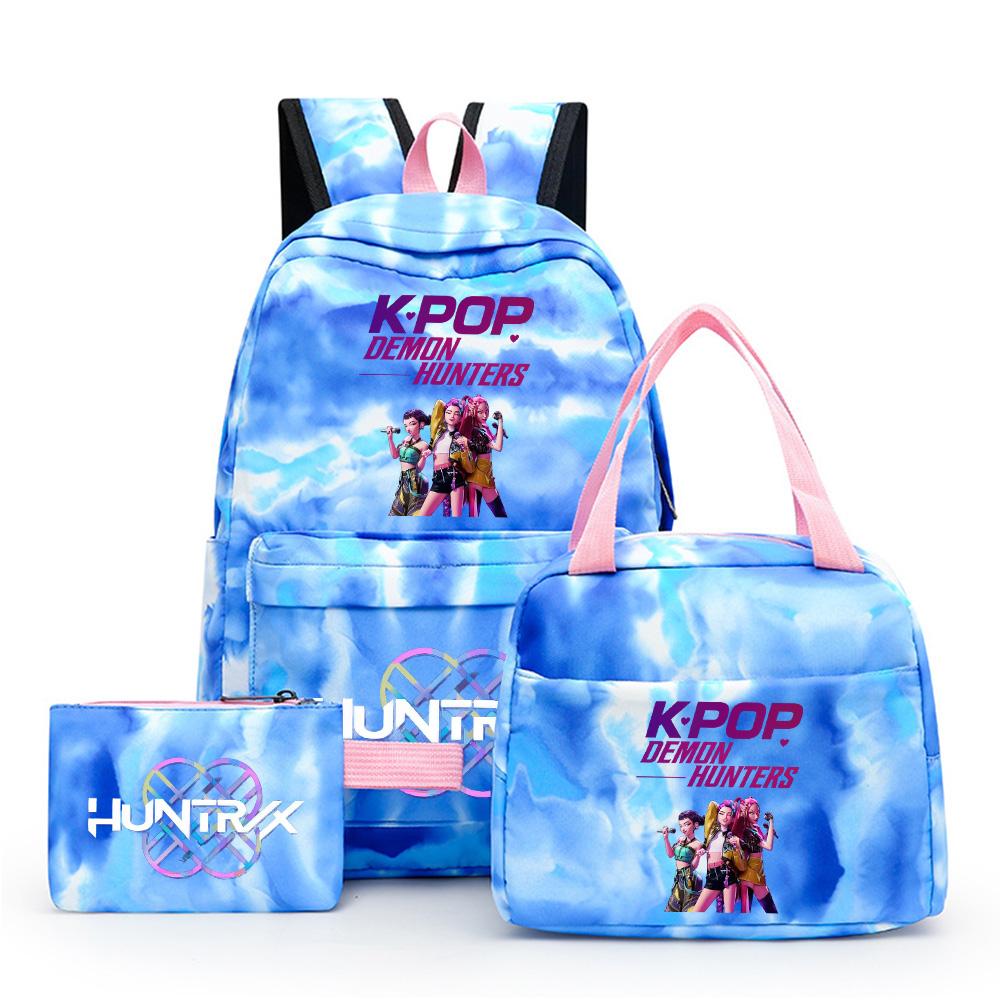 3Pcs/set Cartoon Anime Kpop Printed Backpack with Lunch Bag Pengcil Case Large Capacity Travel Bag for Teenager Girl Boy Bookbag Kid Gift Rucksak