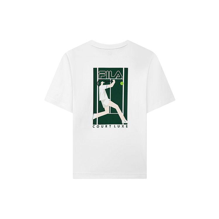 

FILA Athletics Logo Letter Trendy Tennis Loose Print Round Neck Short Sleeve T-Shirt Men Tops Jade-White A11M133112F-WT L