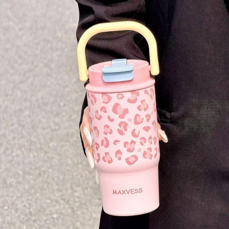 Stainless Steel Double-Lid Insulated Travel Mug 650ml Women Men Students Office Car Use Leakproof Portable Thermos
