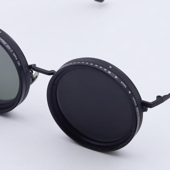 Round Polarized Glasses with ND Filter Lenses 1-9 Gears Adjustable Tint Sunglasses UV Protection Men Beach Fishing Driving Cycling Glasses Eyewear