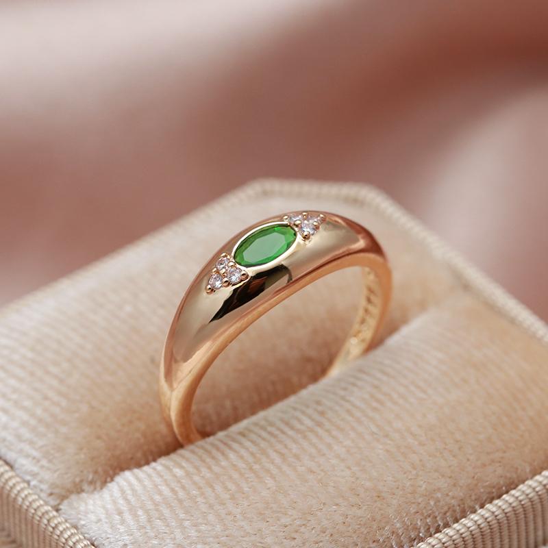New Emerald Oval Cut Natural Zircon Ring For Women Rose Gold Color Fashion High Quality Daily Fine Wedding Jewelry
