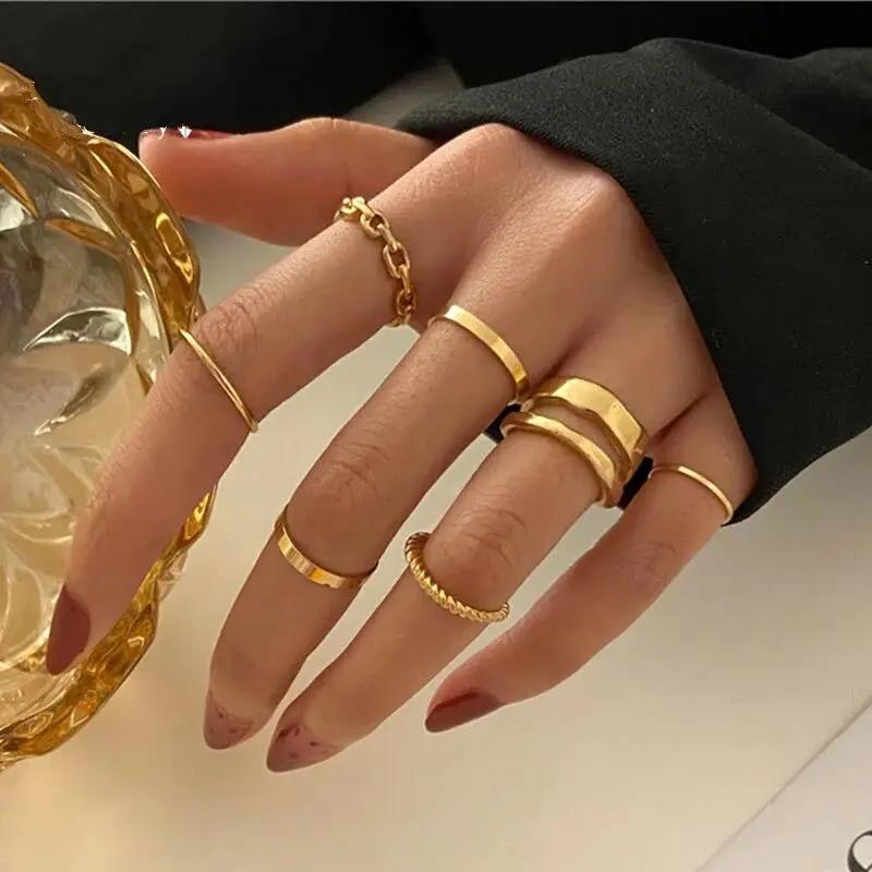 3Pcs Vintage Punk Moon Stars Rings for Women Retro Silver Color Geometric Sun Opening Knuckle Unisex Trendy Finger Ring Jewelry