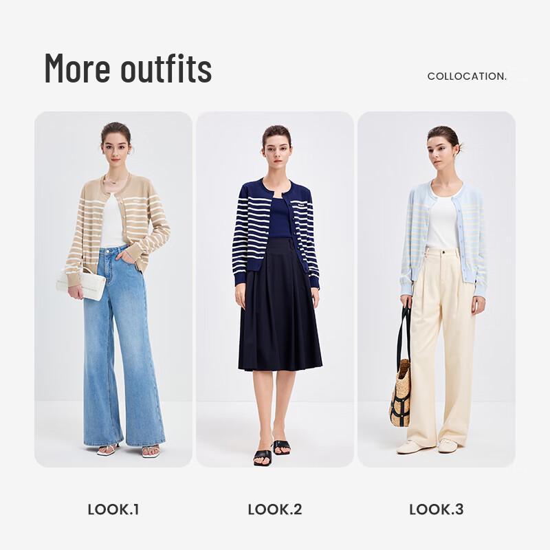 Navigare Women's Relaxed Fit Striped Knit Cardigan