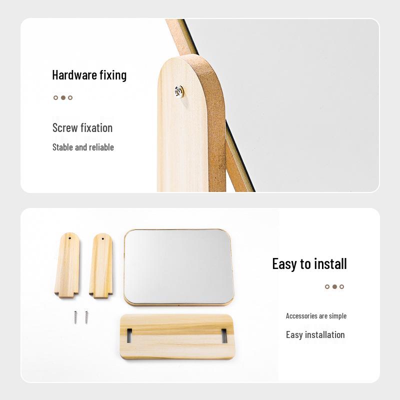 Rotating Wooden Tabletop Vanity Mirror for Bedroom and Dorm - Available in Small & Large Sizes