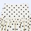 Fashion Irregular Women Skirt Sleeveless Square Collar Long Ruffles Skirt Dot Printed Top Beach Holiday