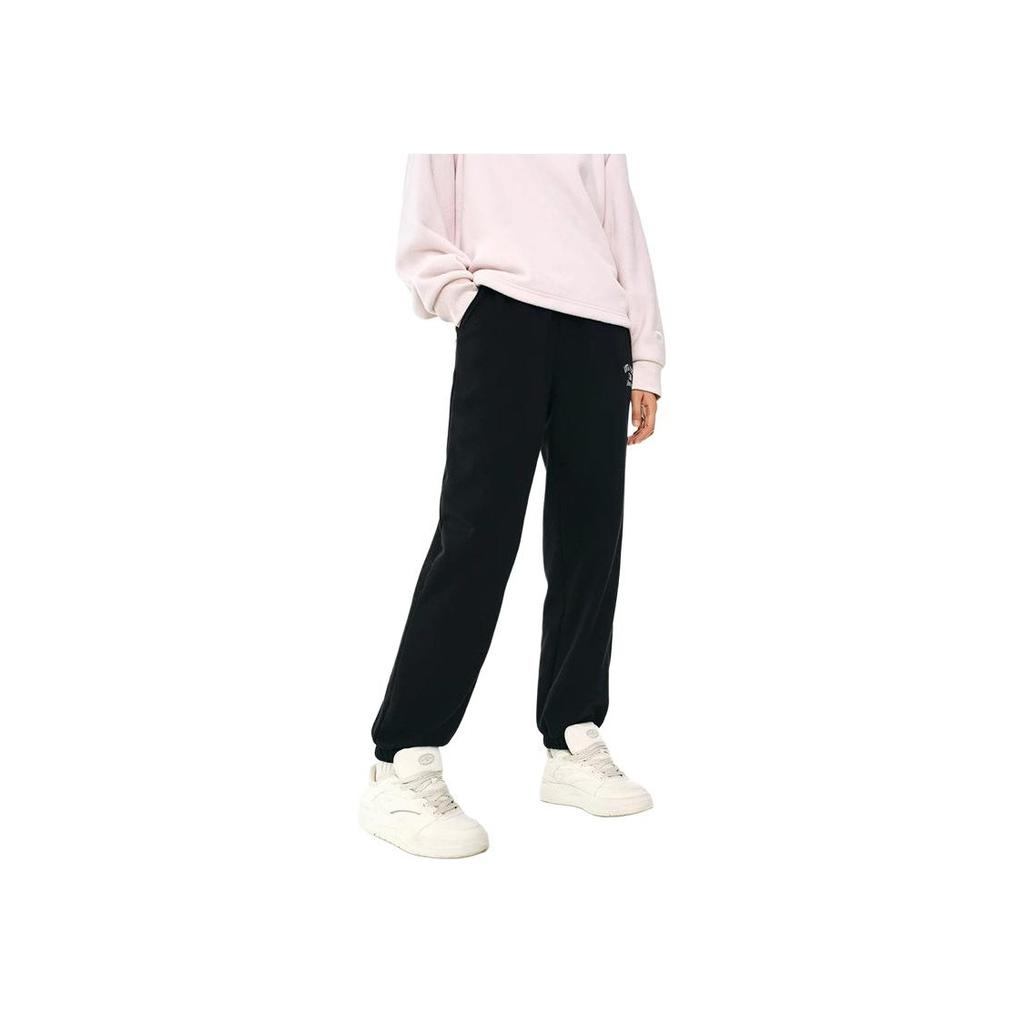Anta Lifestyle Series Casual Comfortable Loose Knit Sports Pants Women bottoms Basic-Black 162448302S-2