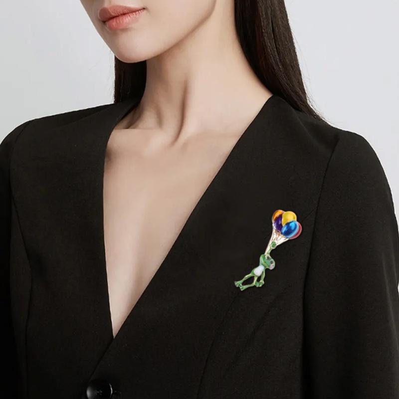 Cute and Funny Frog Hot Air Balloon Pin Style Frog Brooch Pin Lapel Pin Brooch for Any Occasion Animal Brooch Pin