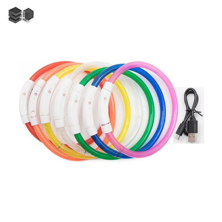 Guler LED Luminos Reîncărcabil USB pentru Animale de Companie - Bandă Luminoasă pentru Gât Stil Bandă cu Puncte Luminoase