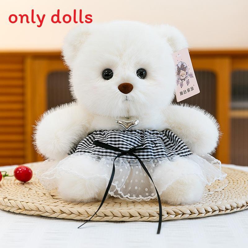 Plush Teddy Bear Toy With Love Heart Pendant And Skirt Decoration For Children