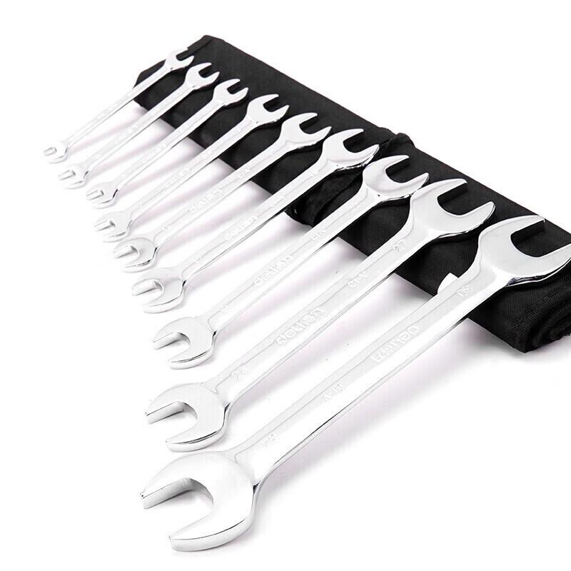Deli 10-Piece Mirror Finish Double Open End Wrench Set