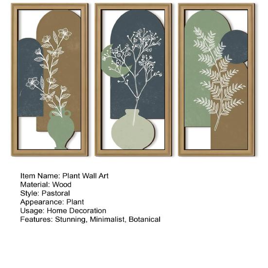 3 Pcs Botanical Plant Wall Art Minimalist Framed Boho Wall Decor for Living Room Bedroom Bathroom Home Office Decor