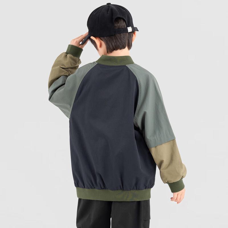 Kids' American Retro Color-block Baseball Jacket