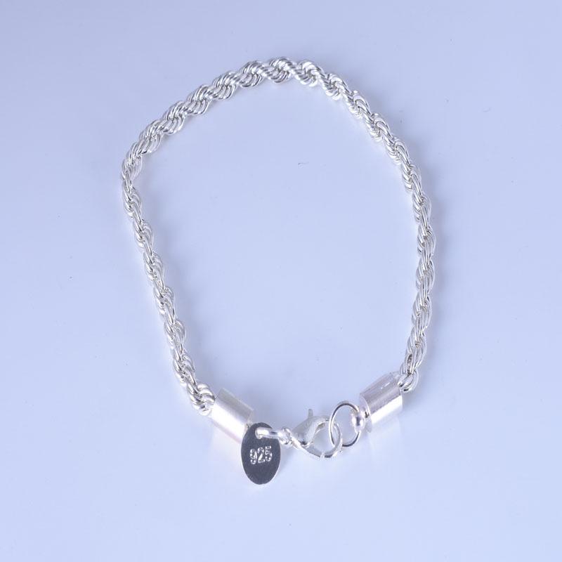 Suibian Wish 4MM Twisted Silver-Plated Hemp Rope Bracelet - European & American Fashion