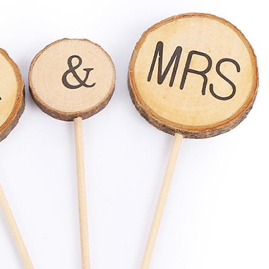 3 ks Toppery na dort Ekologické dřevěné toppery na dezerty, muffiny s anglickými písmeny pro narozeniny