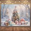 White Christmas Fireplace Background Christmas Tree Print Tapestry Photography Background Wall Family Children'S Holiday Party B