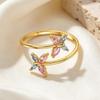 S925 Sterling Silver Flower & Butterfly Adjustable Ring for Women - Unique Design
