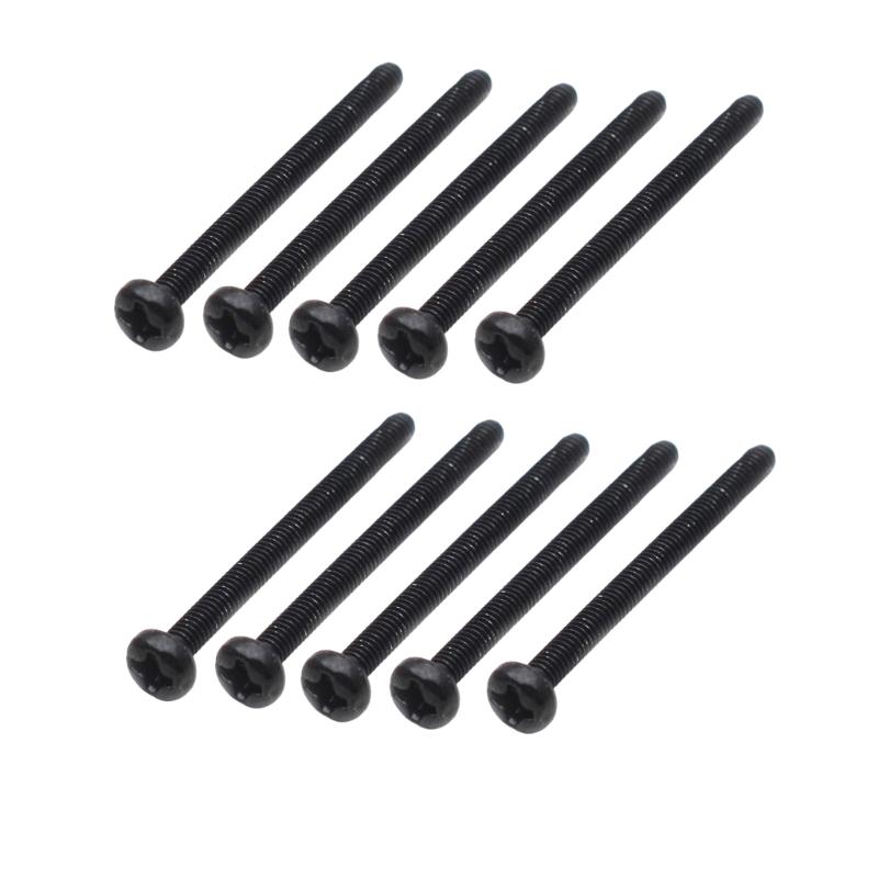 Guitar Bridge Replacement Screws, 10Pcs Metal Fasteners with Rounded Pan-Style Head and Fully Threaded Shafts for Mounting