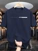 Men's summer cotton casual loose big letter print crew neck short sleeve T-shirt, street style neutral T-shirt.