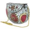 Red Women Sling Bag Handmade Metal Mosaic Bag Decorated with Tiles