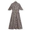 2025 Spring/Summer Women's V-Neck Pleated Leopard Print Shirt Dress