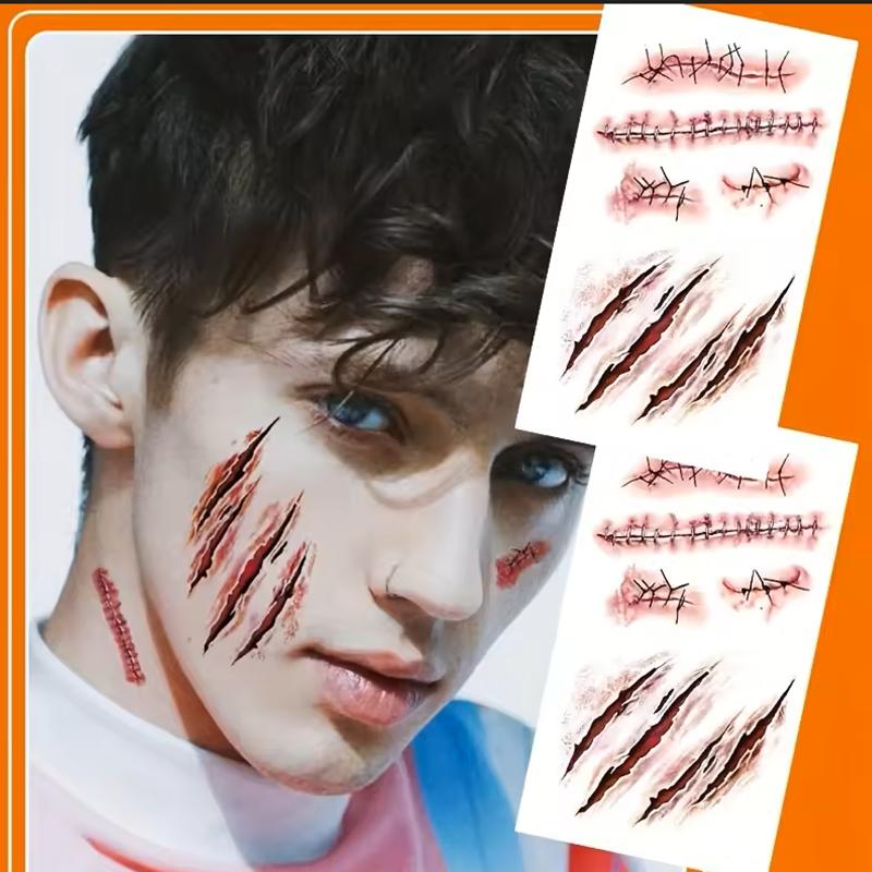 Halloween Temporary Tattoos Realistic Tattoo Stickers Halloween Party DIY Bloody Halloween Decorations Halloween Look 1PC