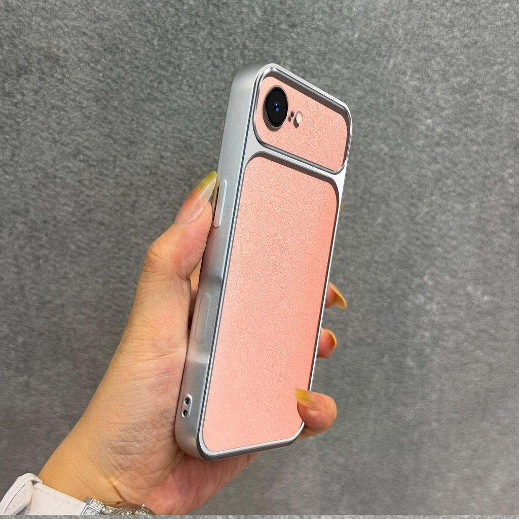 Luxury Faux Leather Case for iPhone 16e/17e Shockproof Big Window