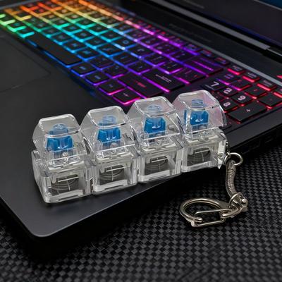 4 Touches Clavier Inger Keycap Clavier Mécanique Illuminé Porte-clés Bouton de Doigt Porte-clés Anti-Stress Keycap Accessoire de Bureau