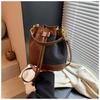 Popular bags women's autumn and winter new casual contrasting colors shoulder messenger bag bucket bag