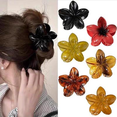Frauen Kunststoff Blume Haar Klaue Vintage Braun Große Haar Clip Krabbe Sommer Strand Haar Zubehör Mädchen Prinzessin Haarnadel Barrettes