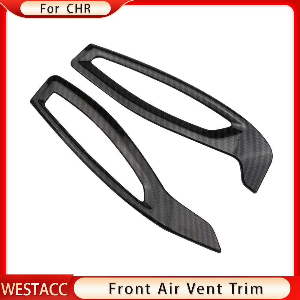 2PCs Chrom Auto Front Klimaanlage Vent Outlet Abdeckung Dekoration Aufkleber Trim für Toyota CHR 2016-2022 LHD