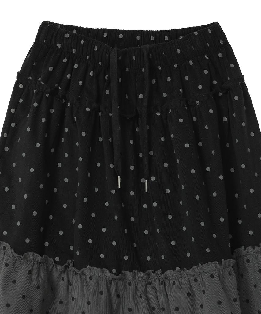BAUF Vintage Frill Skirt [Black Dots]