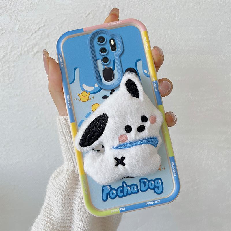 KEYSION Cute 3D Cartoon Plush Case for OPPO A9 2020 with Lanyard Soft Silicone Shockproof Phone Cover for OPPO A5 A9 2020