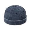 Retro Washed Cotton Brimless Hats for Men Vintage Docker Beanie Cap Rolled Cuff Skullcap Solid Color Adjustable Buckle Dad Hat