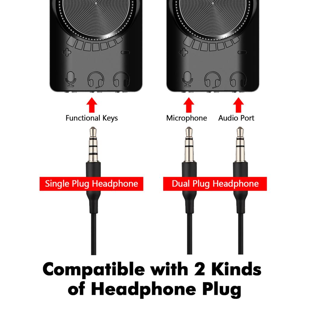 GS3 USB 2.0 External Sound Card Virtual 7.1 Channel Sound Card Adapter Plug and Play with Hdphone Microphone  s Volume Control   Mic Games Sound