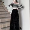 Golden velvet skirt autumn retro 2026 high-end new autumn and winter high-waisted slim skirt long skirt