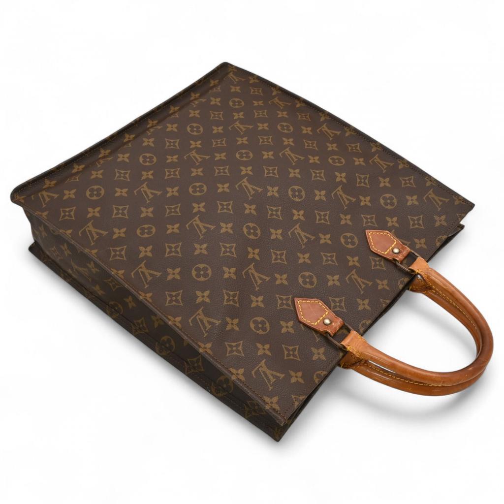 Auth LOUIS VUITTON Monogram Sac Plat Tote Bag Brown PVC Canvas Women’s lv4628bf