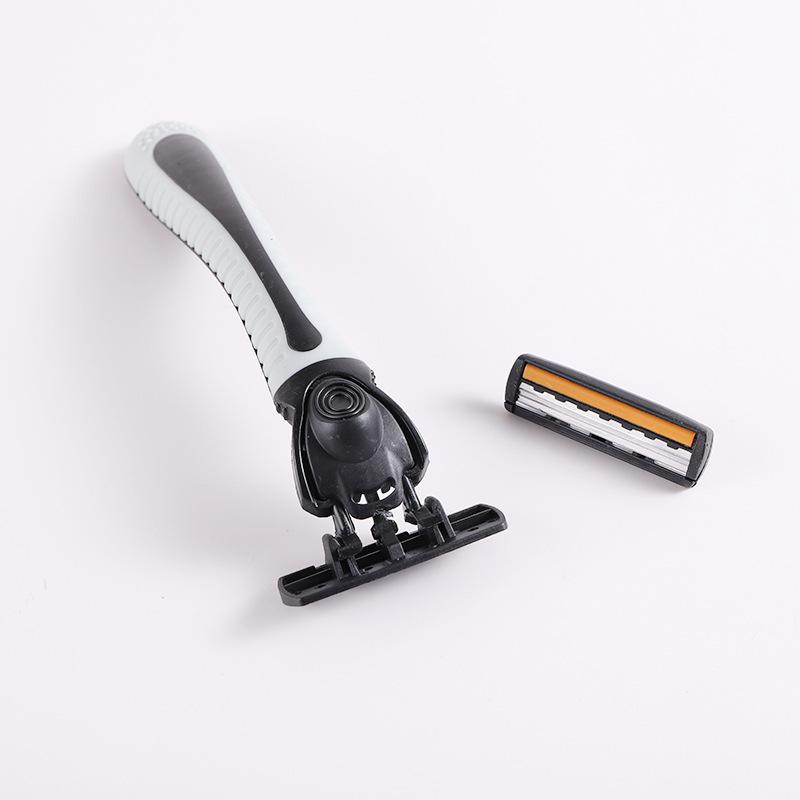 Three-Layer Stainless Steel Manual Razor - Includes 1 Handle & 9 Blades for Men