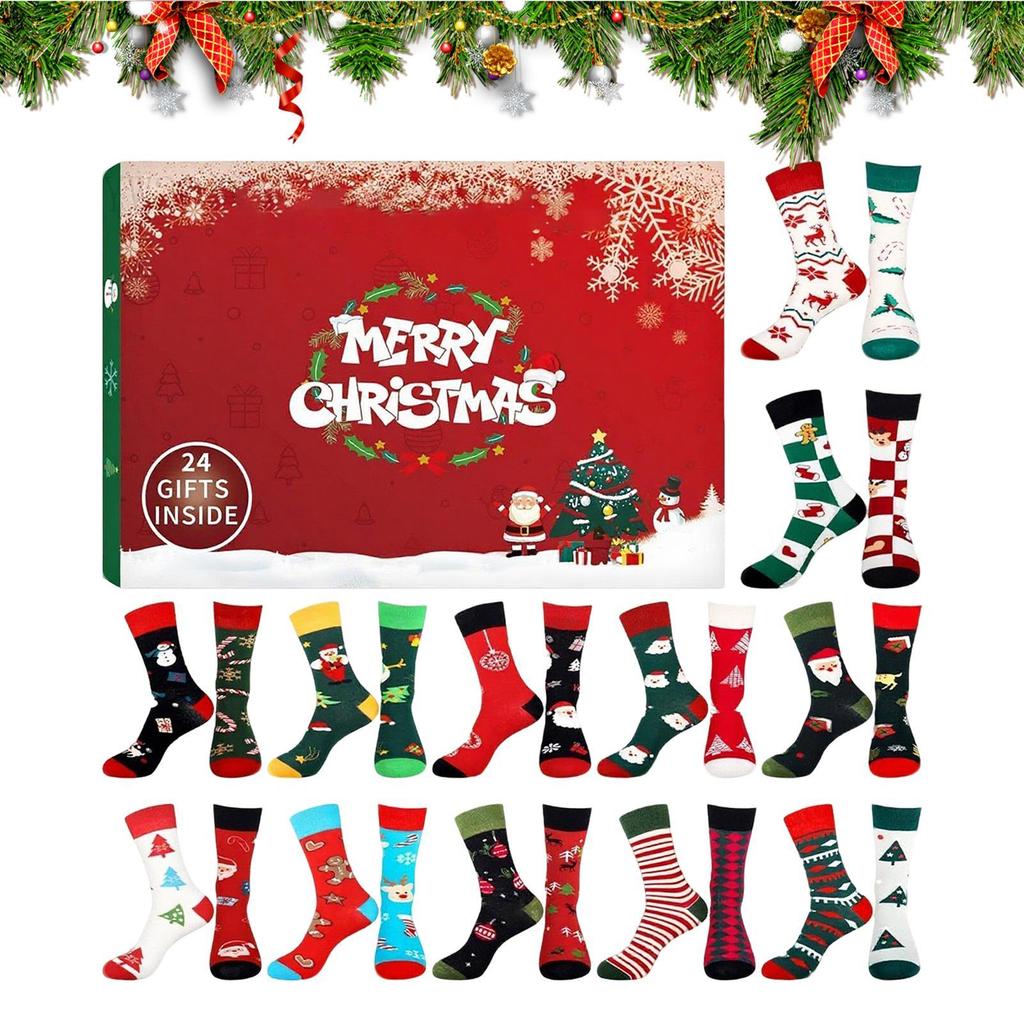 Christmas Advent 2025 24 Days Of Soft Socks Countdown Calendar for Women Christmas Home Supplies for Family Teens Grandma