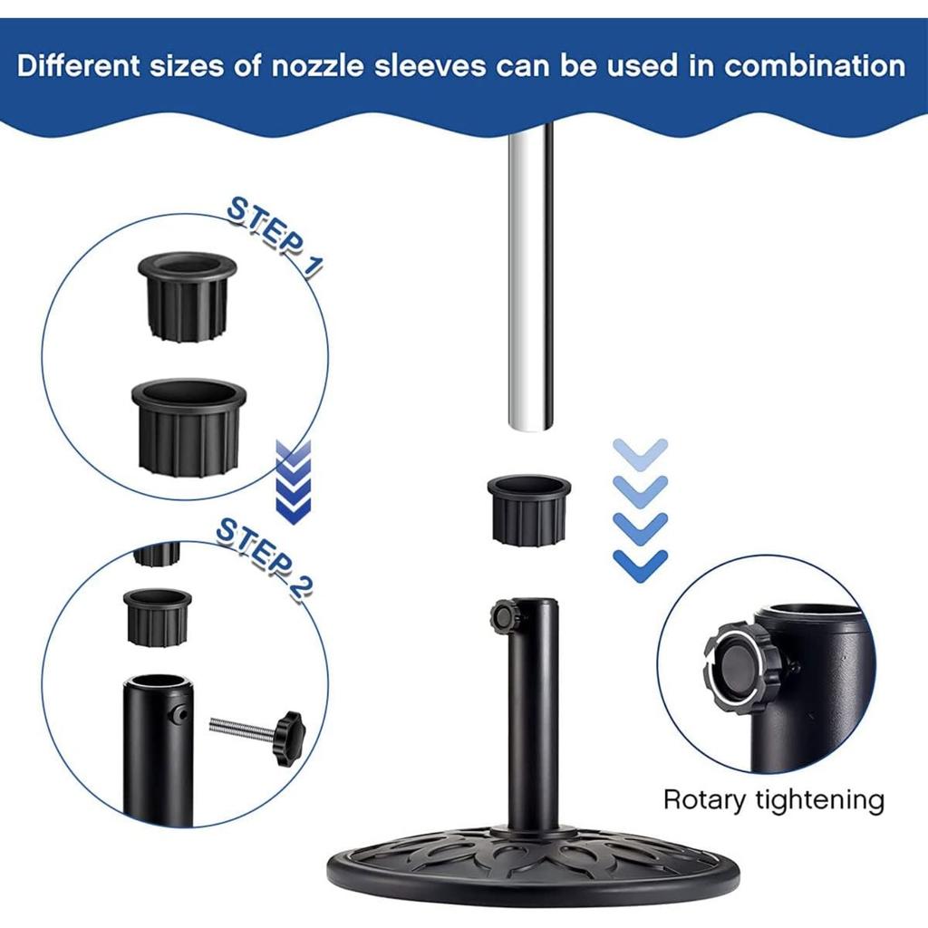 6pcs Umbrella Stand Parts Replacement Kit Plastic Parasol Stand Replacement Parts Wearproof Umbrella Base Bracket Hole Ring Cover